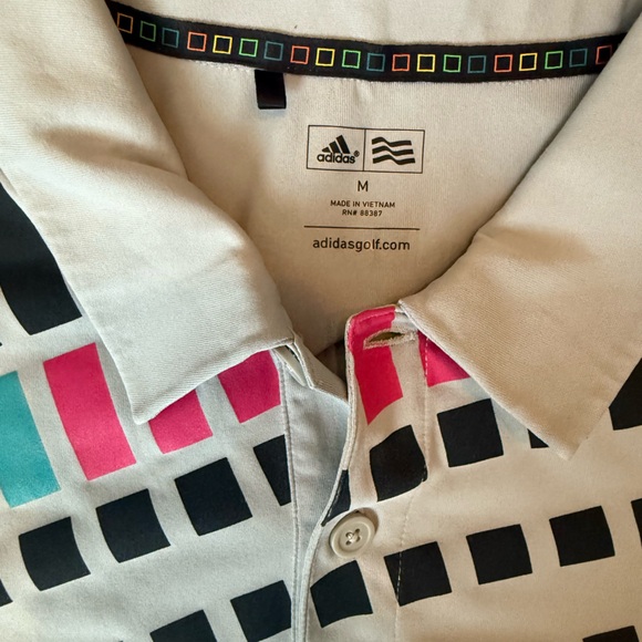 Adidas Golf White Shirt with Black and Pink Accents - Picture 2 of 2